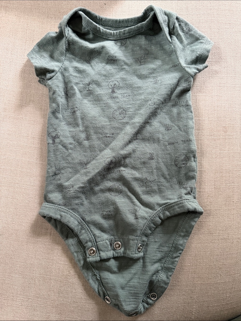 Little Planet Sage Green Short-Sleeve Baby One-Piece Bodysuit